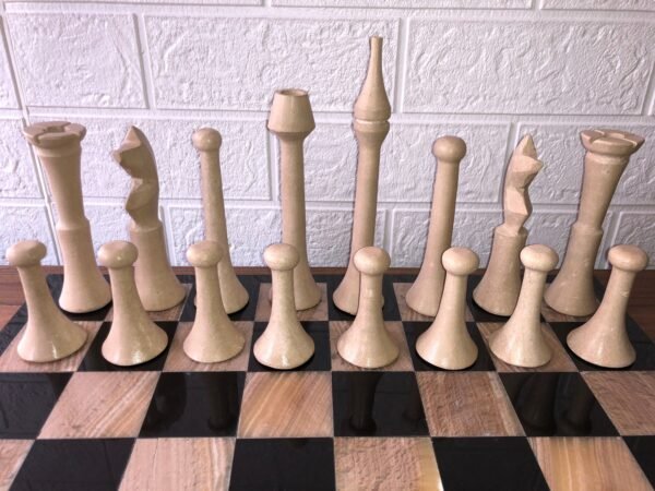 XL LARGE Chess set 16.53” x 16.53”, Marble Chess set in black and brown, Stone Chess Set, Chess set handmade, Italian design - Image 4