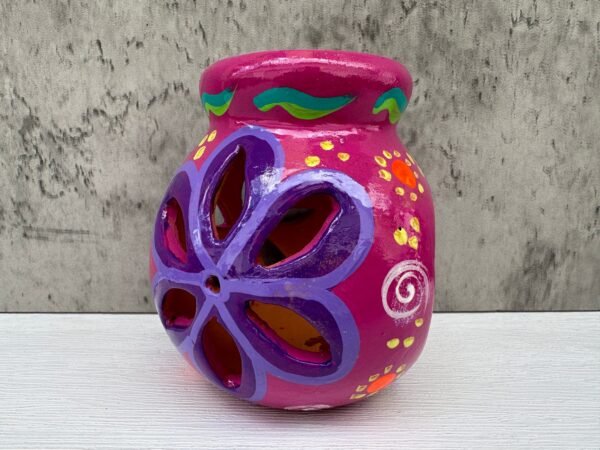 Candleholder Hand-Painted Mexican Clay - Artisan Crafted, Unique Decor, Traditional Pottery, Handmade Gift, Rustic Home Accent, Artisanal - Image 3