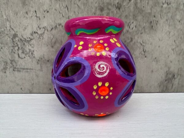 Candleholder Hand-Painted Mexican Clay - Artisan Crafted, Unique Decor, Traditional Pottery, Handmade Gift, Rustic Home Accent, Artisanal - Image 4