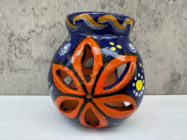 Candleholder Hand-Painted Mexican Clay - Artisan Crafted, Unique Decor, Traditional Pottery, Handmade Gift, Rustic Home Accent, Artisanal - Image 3