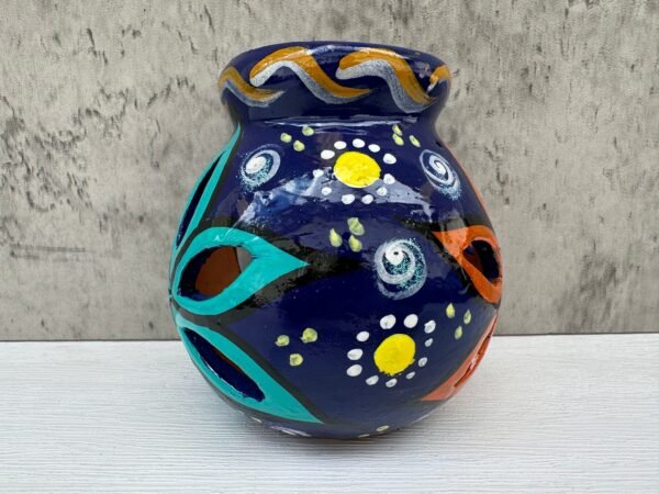 Candleholder Hand-Painted Mexican Clay - Artisan Crafted, Unique Decor, Traditional Pottery, Handmade Gift, Rustic Home Accent, Artisanal - Image 4