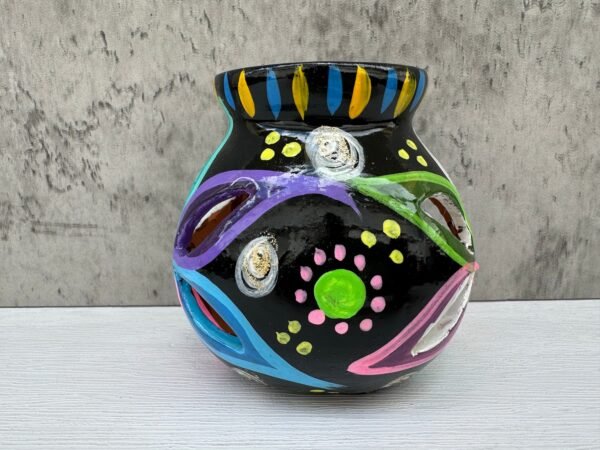 Candleholder Hand-Painted Mexican Clay - Artisan Crafted, Unique Decor, Traditional Pottery, Handmade Gift, Rustic Home Accent, Artisanal - Image 4