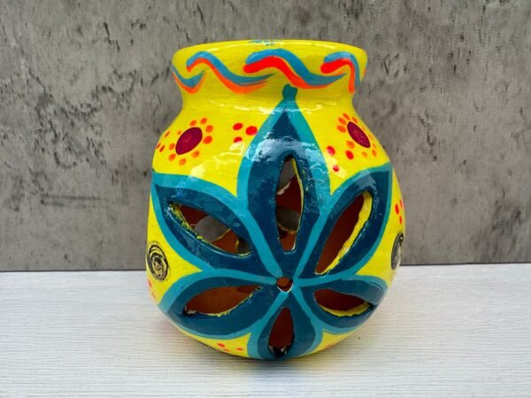Candleholder Hand-Painted Mexican Clay - Artisan Crafted, Unique Decor, Traditional Pottery, Handmade Gift, Rustic Home Accent, Artisanal - Image 3