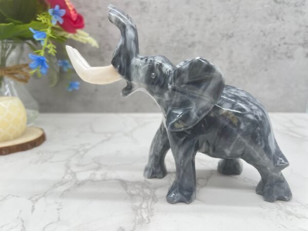 Marble Elephant Sculpture, Animal Carved In Stone Luxury Elephant For Gift For Home Decor - Image 4