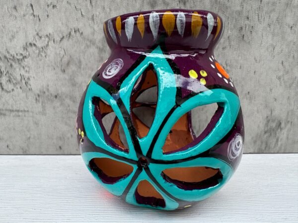 Candleholder Hand-Painted Mexican Clay - Artisan Crafted, Unique Decor, Traditional Pottery, Handmade Gift, Rustic Home Accent, Artisanal - Image 3