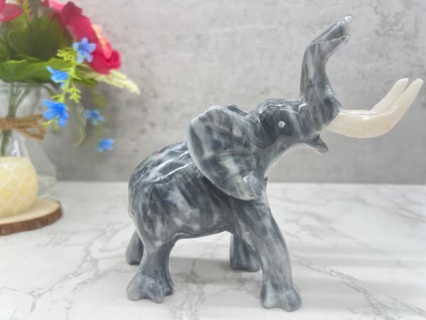 Marble Elephant Sculpture, Animal Carved In Stone Luxury Elephant For Gift For Home Decor - Image 5