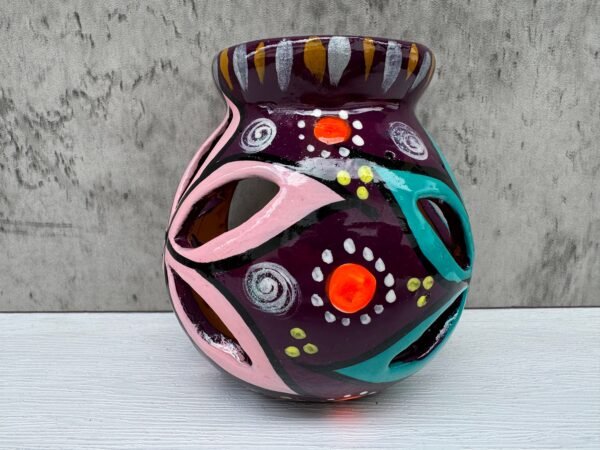Candleholder Hand-Painted Mexican Clay - Artisan Crafted, Unique Decor, Traditional Pottery, Handmade Gift, Rustic Home Accent, Artisanal - Image 4