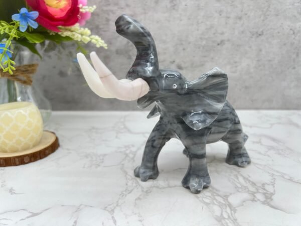 Marble Elephant Sculpture, Animal Carved In Stone Luxury Elephant For Gift For Home Decor - Image 4