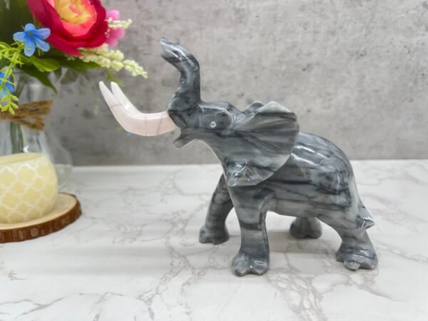 Marble Elephant Sculpture, Animal Carved In Stone Luxury Elephant For Gift For Home Decor - Image 5