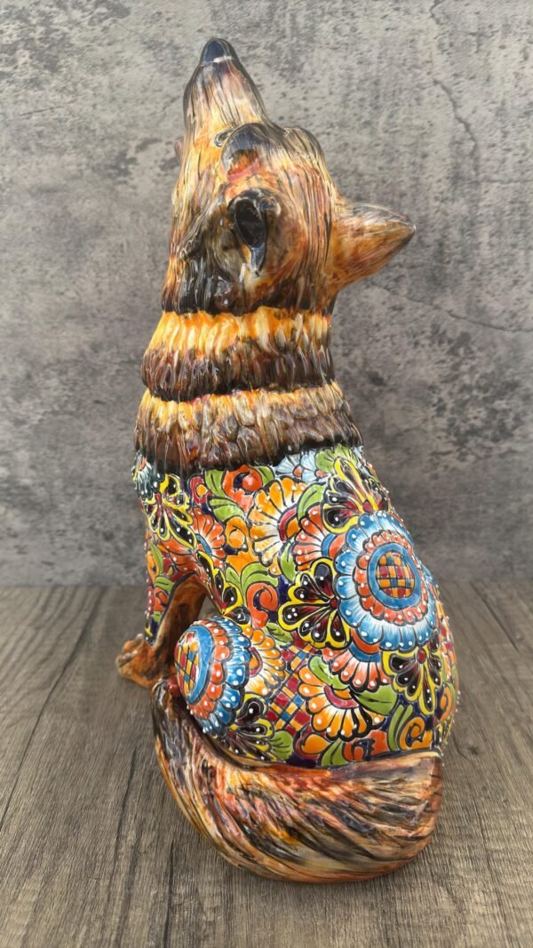 Talavera Wolf, Puebla Mexico,  Ceramic , Talavera pottery, Mexican pottery, Wolf statue, Dog sculpture - Image 4