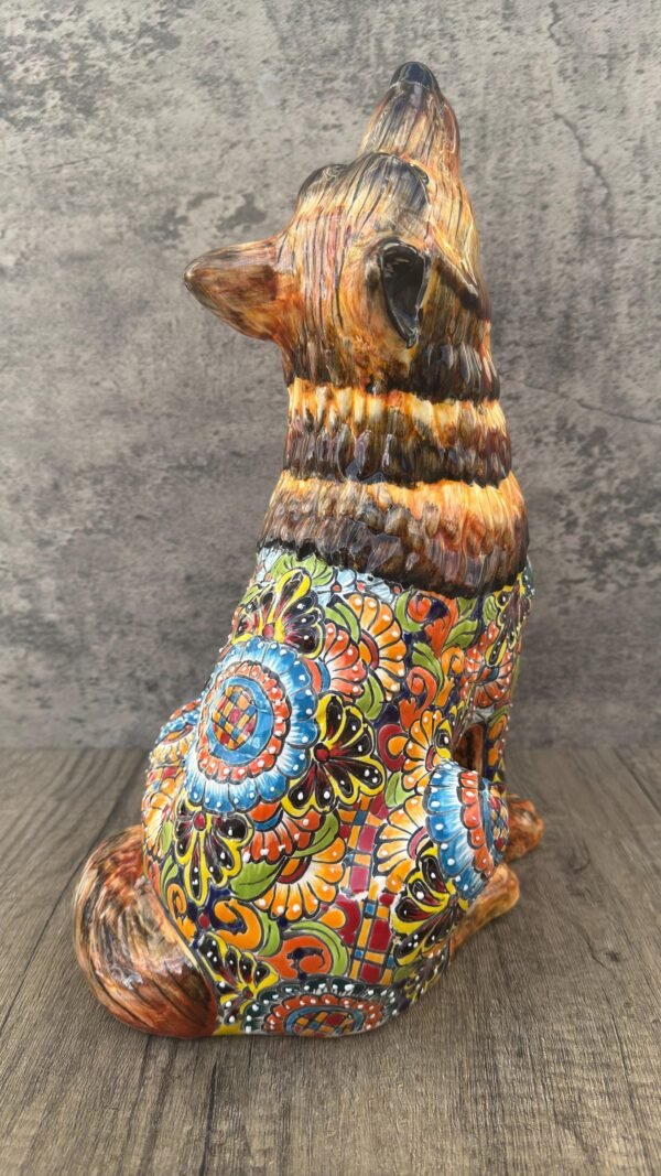 Talavera Wolf, Puebla Mexico,  Ceramic , Talavera pottery, Mexican pottery, Wolf statue, Dog sculpture - Image 5