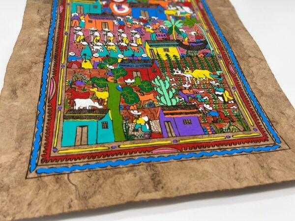 Landscape painting painted on amate paper, original amate paintings in Mexican art, acrylic painting / Mexican painting - Image 3