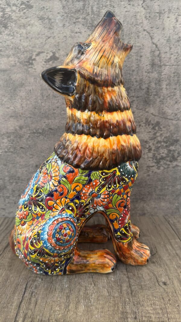Talavera Wolf, Puebla Mexico,  Ceramic , Talavera pottery, Mexican pottery, Wolf statue, Dog sculpture - Image 6