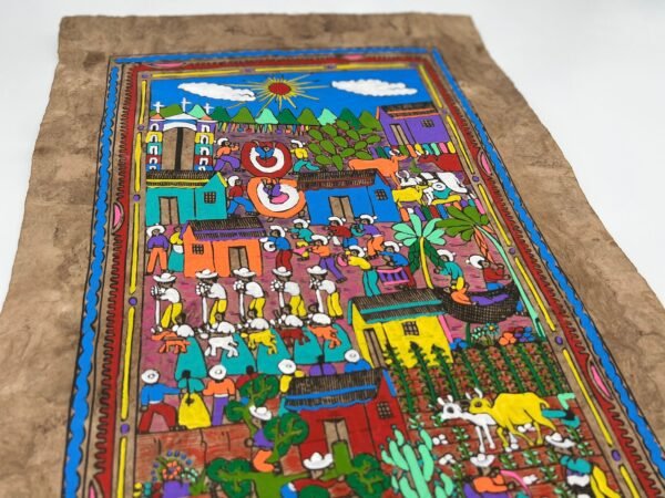 Landscape painting painted on amate paper, original amate paintings in Mexican art, acrylic painting / Mexican painting - Image 4