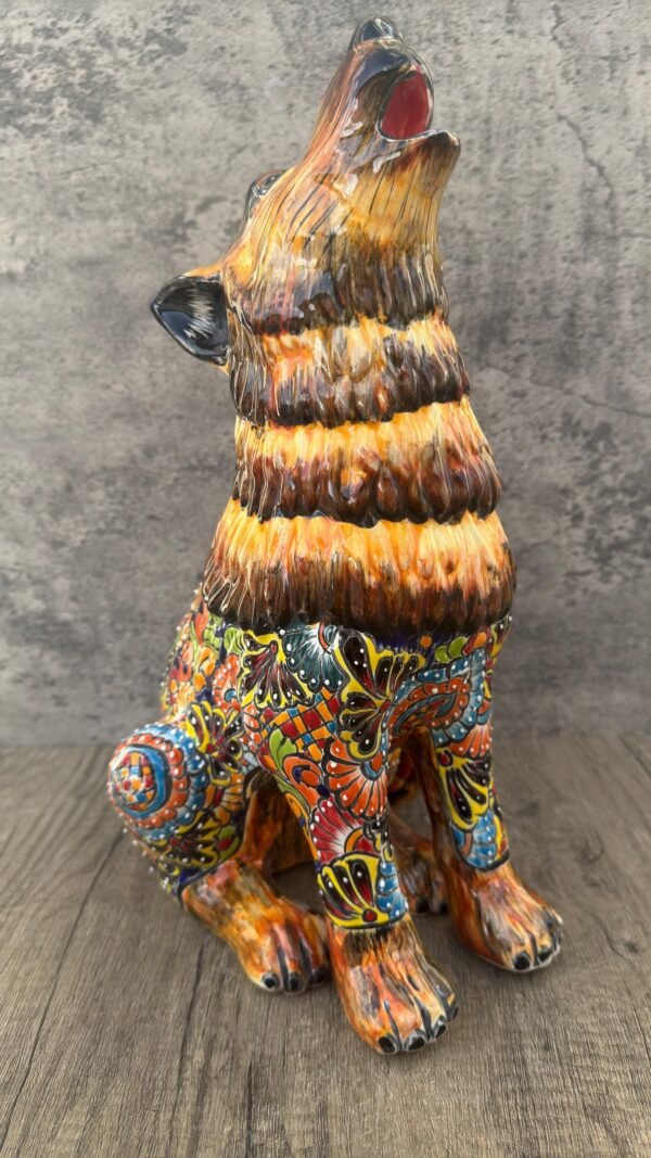 Talavera Wolf, Puebla Mexico,  Ceramic , Talavera pottery, Mexican pottery, Wolf statue, Dog sculpture - Image 7