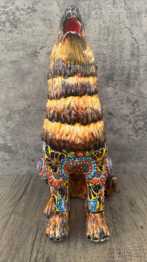 Talavera Wolf, Puebla Mexico,  Ceramic , Talavera pottery, Mexican pottery, Wolf statue, Dog sculpture - Image 8