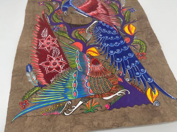 Bird painting painted on amate paper, original amate paintings in Mexican art, acrylic painting / Mexican painting - Image 4