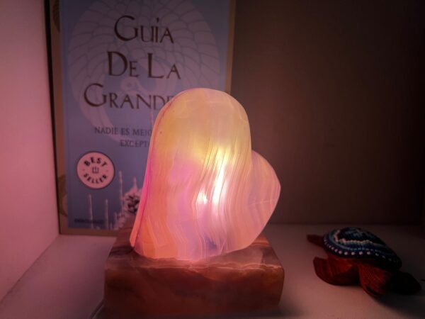 Table lamp crystal, Stone lamp, Heart figurine, Onyx lamp, Heart lamp, Love lamp, Purple and brown shades color - Image 3