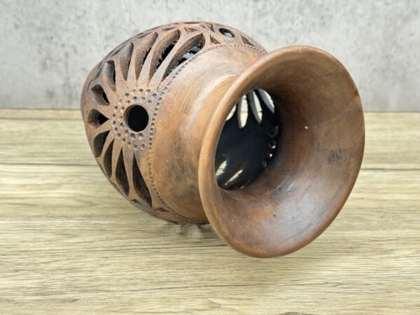 Flower Vase Of Brown Clay Authentic From Oaxaca Mexico, Handmade And Elegant Lamp For Interior Home Design Decor Centerpiece Jarron Barro - Image 4
