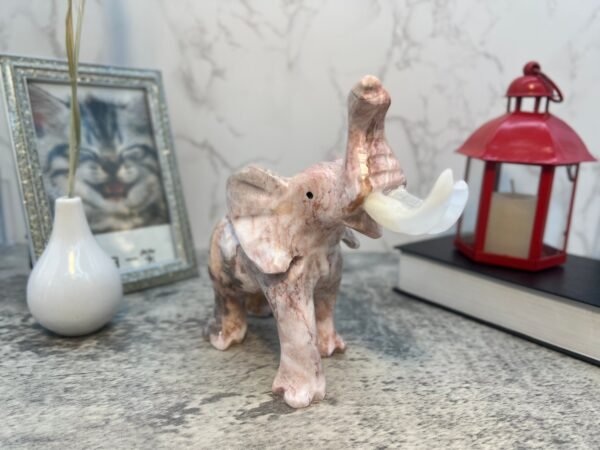 Marble Elephant Sculpture, Animal Carved In Stone Luxury Elephant For Gift For Home Decor - Image 3