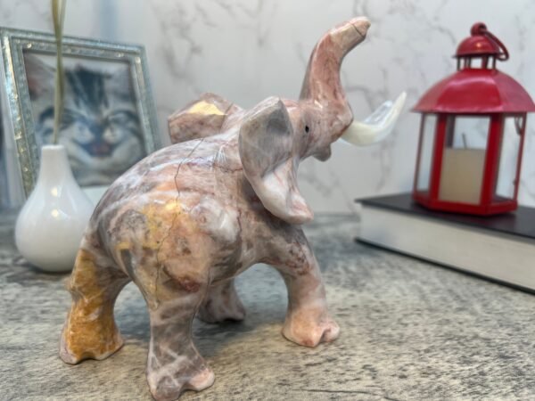 Marble Elephant Sculpture, Animal Carved In Stone Luxury Elephant For Gift For Home Decor - Image 4