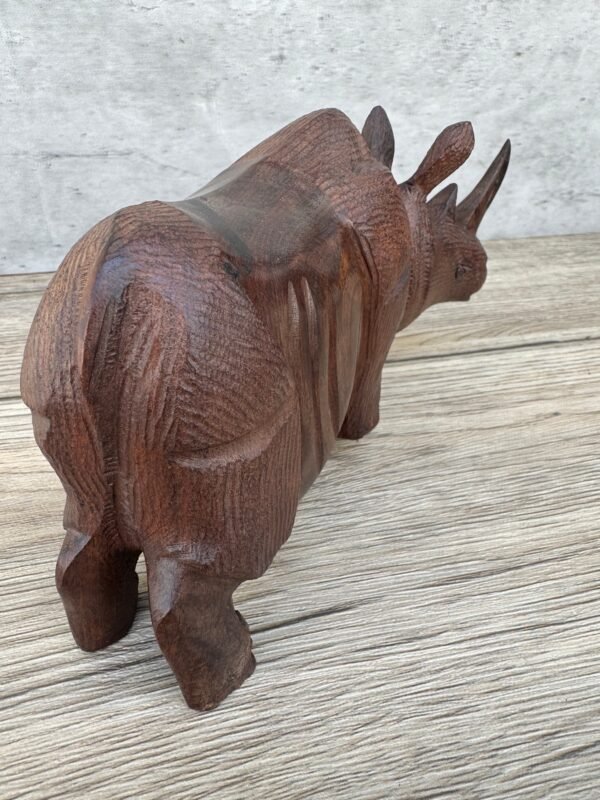 Ironwood Rhino Handcarfted Sculpture In 1 Piece From Desert Sonora Mexico Palo Fierro Carved Vintage  Rustic  Home Decor - Image 3