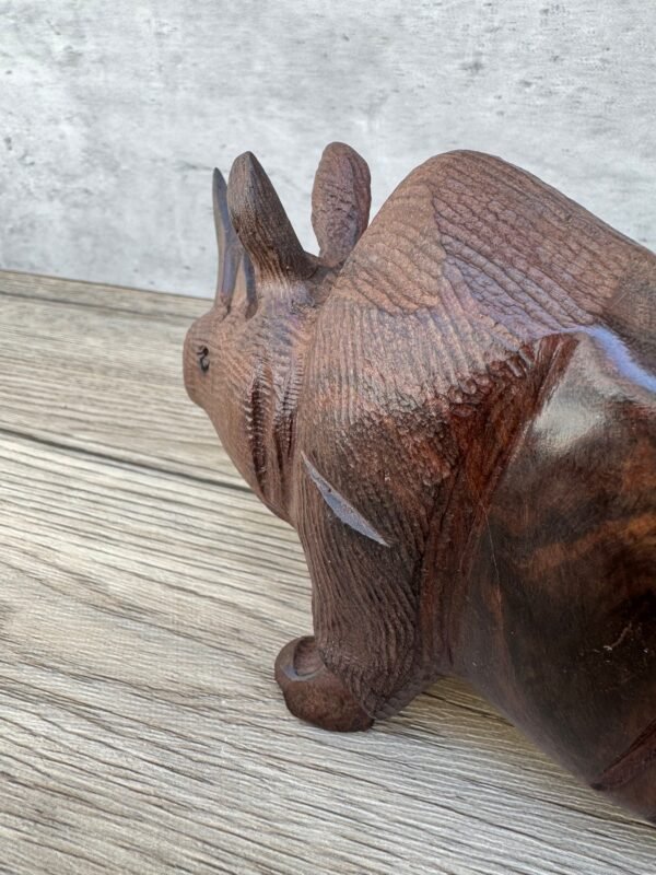 Ironwood Rhino Handcarfted Sculpture In 1 Piece From Desert Sonora Mexico Palo Fierro Carved Vintage  Rustic  Home Decor - Image 4