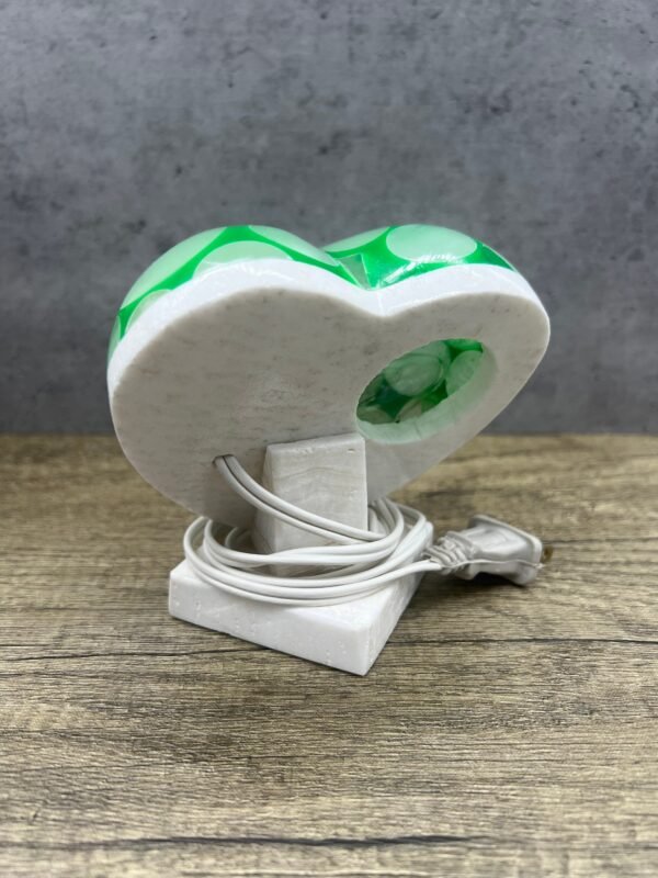 Table lamp crystal, Stone lamp, Heart figurine, Onyx lamp, Heart lamp, Love lamp, Green and white color - Image 5