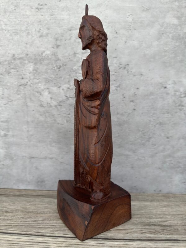 Ironwood San Judas Tadeo Handcarfted Sculpture In 1 Piece  From Desert Sonora Mexico Palo Fierro Carved Vintage And Rustic  Home Decor - Image 3