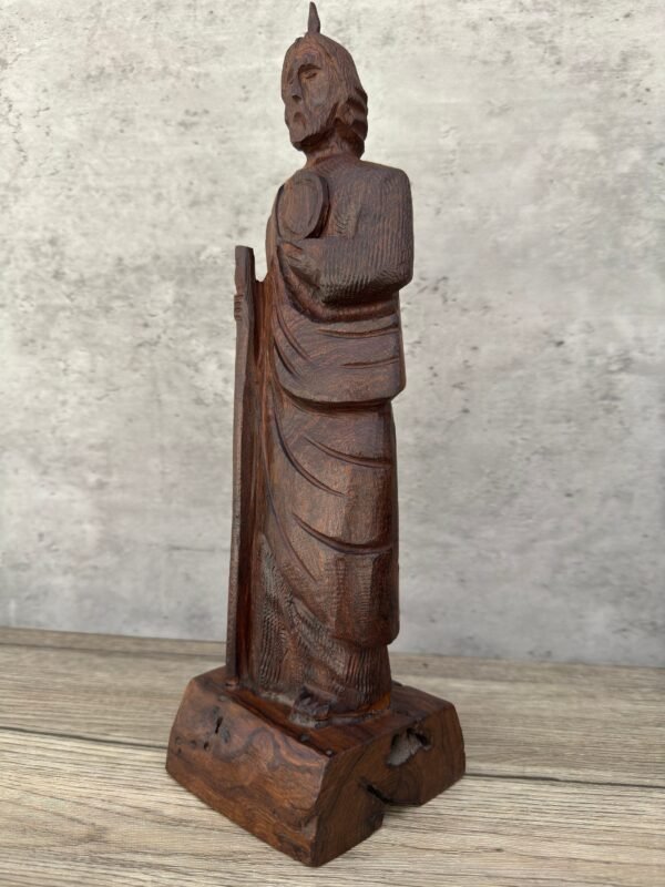 Large Ironwood San Judas Tadeo Handcarfted Sculpture In 1 Piece  From Desert Sonora Mexico Palo Fierro Carved Vintage And Rustic  Home Decor - Image 3