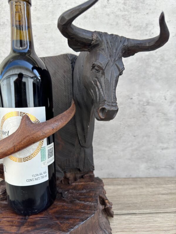 Bottle Holder Ironwood Bull Handcarfted Sculpture In 1 Piece  From Desert Sonora Mexico Palo Fierro Carved Vintage And Rustic  Home Decor - Image 3