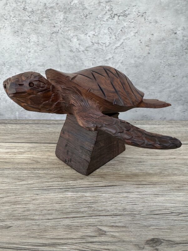 Large Ironwood Sea Turtle Handcarfted Sculpture In 1 Piece From Desert Sonora Mexico Palo Fierro Carved Vintage  Rustic  Home Decor - Image 3