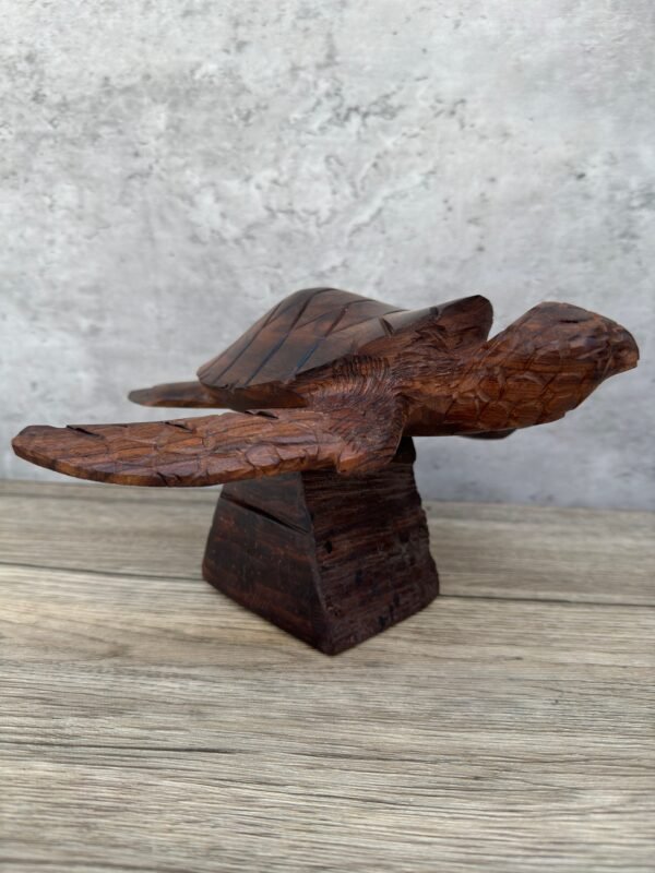 Large Ironwood Sea Turtle Handcarfted Sculpture In 1 Piece From Desert Sonora Mexico Palo Fierro Carved Vintage  Rustic  Home Decor - Image 4