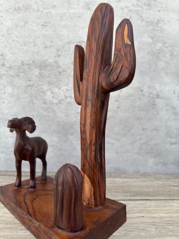 Bighorn Sheep Ironwood Cactus Handcarfted Sculpture In 1 Piece From Desert Sonora Mexico  Palo Fierro Carved Vintage  Rustic  Home Decor - Image 4