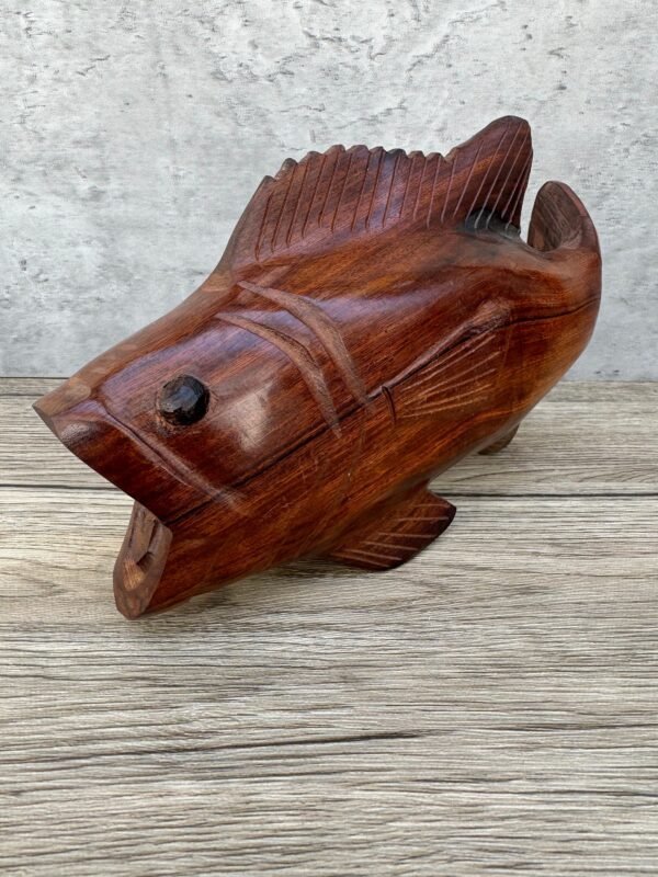 Large Ironwood Sea Fish Carp  Handcarfted Sculpture In 1 Piece From Desert Sonora Mexico Palo Fierro Carved Vintage  Rustic  Home Decor - Image 3