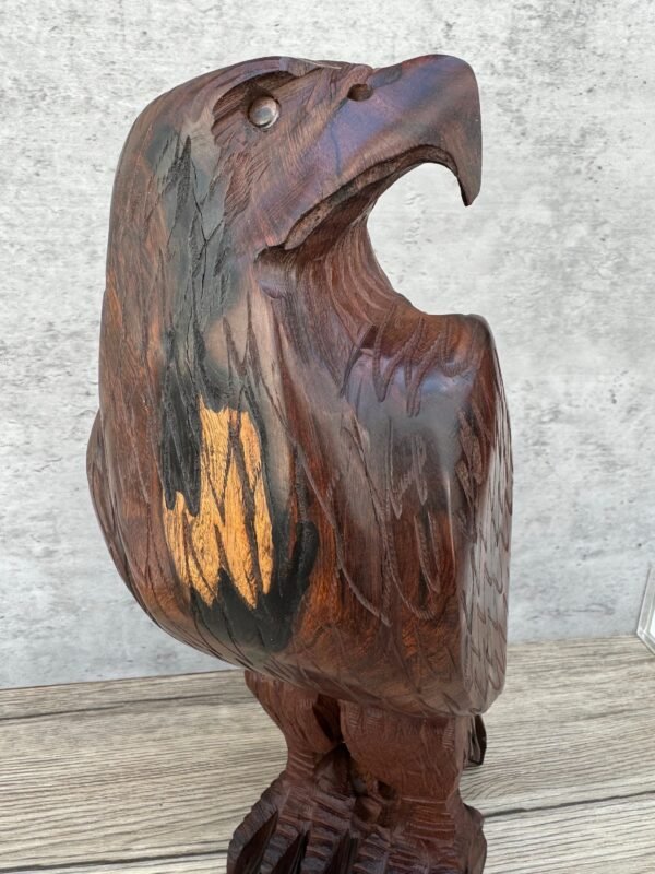 Large Heavy Ironwood Eagle Handcarfted Sculpture Carved In 1 Piece From Desert Sonora Mexico Palo Fierro Carved Vintage  Rustic  Home Decor - Image 3