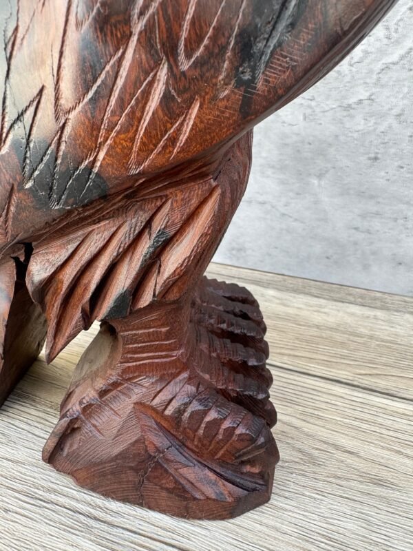 Large Heavy Ironwood Eagle Handcarfted Sculpture Carved In 1 Piece From Desert Sonora Mexico Palo Fierro Carved Vintage  Rustic  Home Decor - Image 4