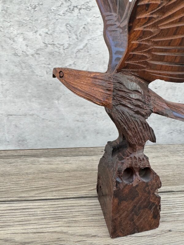 Ironwood Eagle Handcarfted Sculpture Carved In 1 Piece From Desert Sonora Mexico Palo Fierro Carved Vintage  Rustic  Home Decor - Image 3
