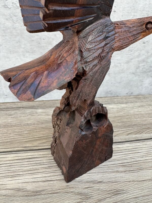 Ironwood Eagle Handcarfted Sculpture Carved In 1 Piece From Desert Sonora Mexico Palo Fierro Carved Vintage  Rustic  Home Decor - Image 4