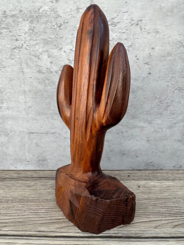 Ironwood Cactus Handcarfted Sculpture In 1 Piece From Desert Sonora Mexico Saguaro Palo Fierro Carved Vintage  Rustic  Home Decor - Image 3