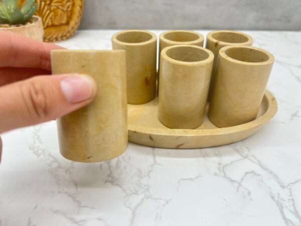 Luxury tequila shot glass, Onyx stone Mexican shot glasses, Unique shot glasses, Stone tequila set, 7 pieces - Image 3