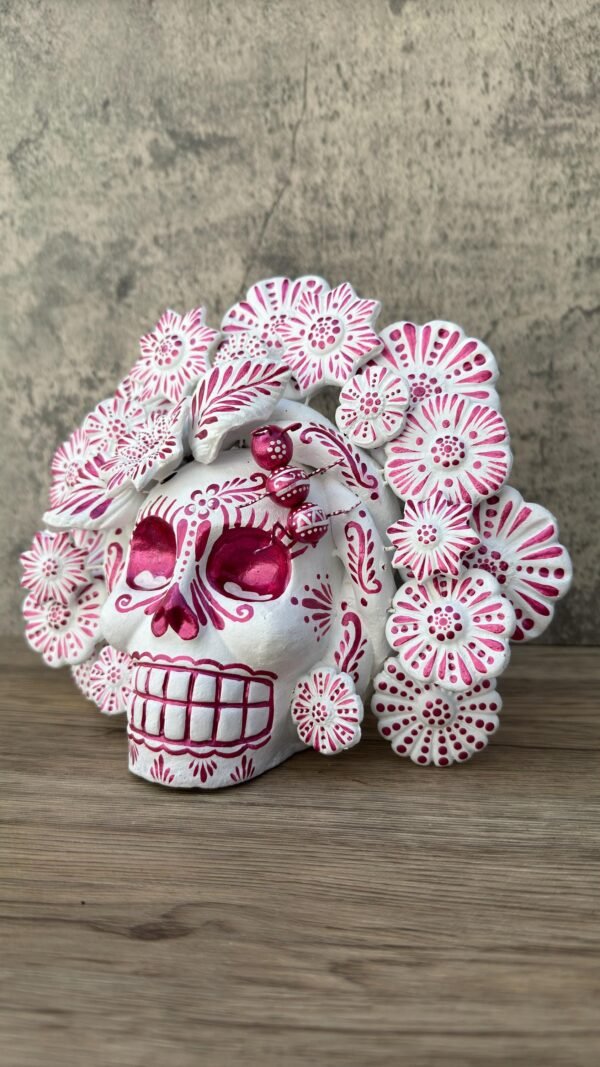 Sugar skull, Catrina, Day of the Dead Ornaments, Skull As Mexican Decoration, Human Skull Sculpture, Wall  Home Decor Handcrafted - Image 3