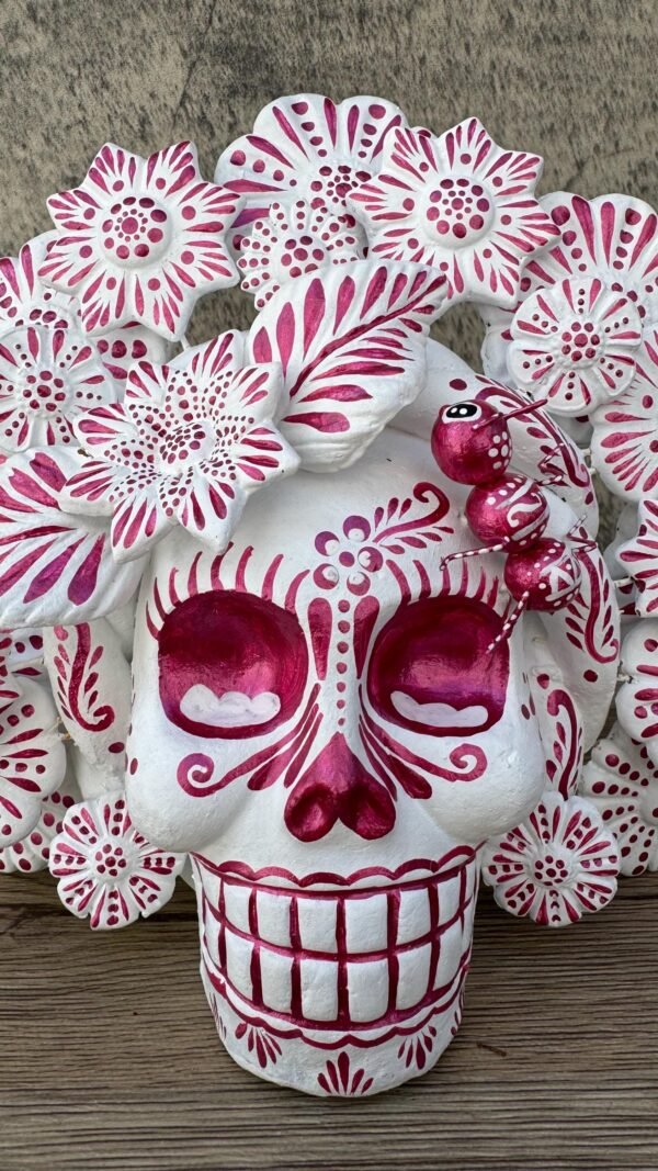 Sugar skull, Catrina, Day of the Dead Ornaments, Skull As Mexican Decoration, Human Skull Sculpture, Wall  Home Decor Handcrafted - Image 4