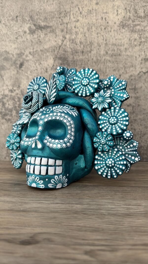 Sugar skull, Catrina, Day of the Dead Ornaments, Skull As Mexican Decoration, Human Skull Sculpture, Wall  Home Decor Handcrafted - Image 3