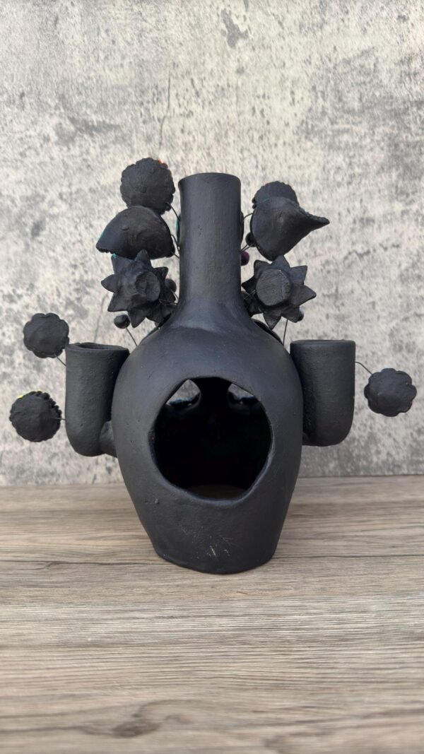 Skull Candle Holder (3) Michoacan Clay - Mini Chimney Artisanal Handcrafted Mexican Decor, Unique Gothic Home  Decor, Day of the Dead - Image 5