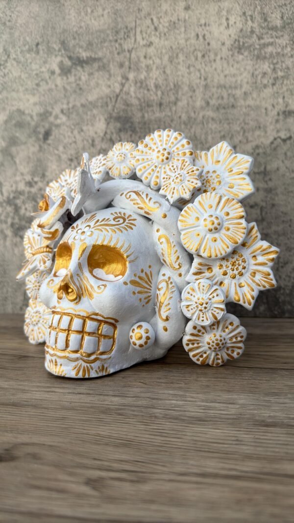Sugar skull, Catrina, Day of the Dead Ornaments, Skull As Mexican Decoration, Human Skull Sculpture, Wall  Home Decor Handcrafted - Image 3