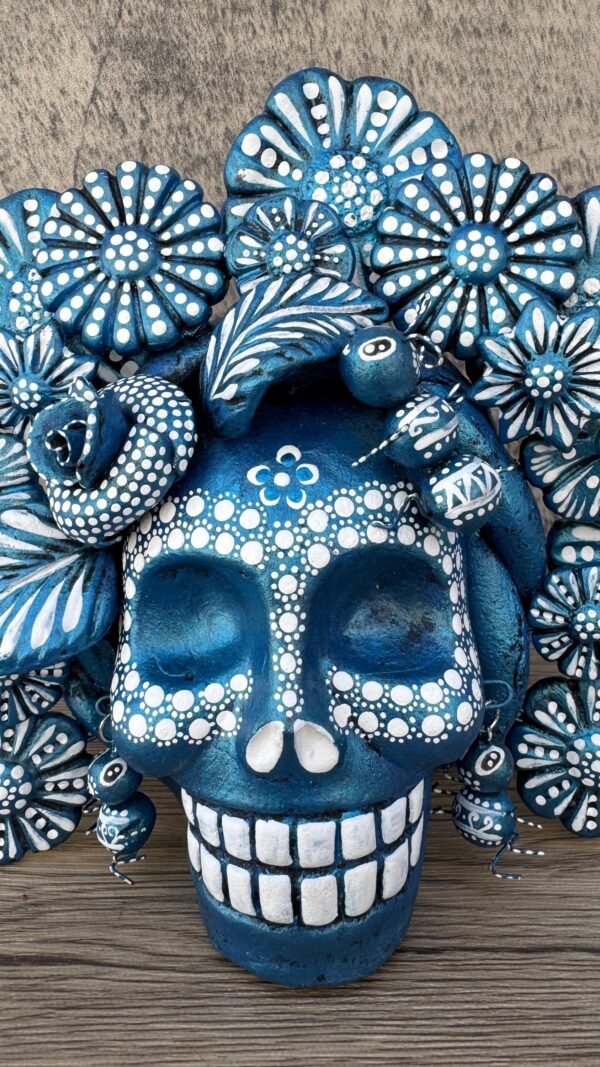 Sugar skull, Catrina, Day of the Dead Ornaments, Skull As Mexican Decoration, Human Skull Sculpture, Wall  Home Decor Handcrafted - Image 4