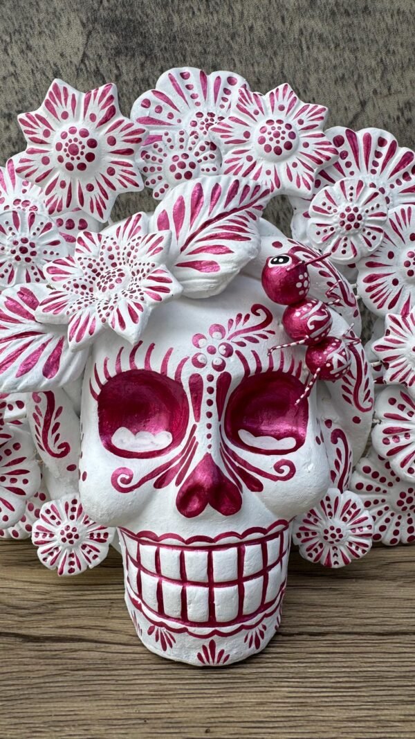 Sugar skull, Catrina, Day of the Dead Ornaments, Skull As Mexican Decoration, Human Skull Sculpture, Wall  Home Decor Handcrafted - Image 4