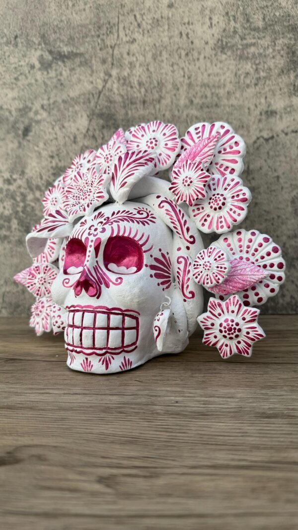 Sugar skull, Catrina, Day of the Dead Ornaments, Skull As Mexican Decoration, Human Skull Sculpture, Wall  Home Decor Handcrafted - Image 3