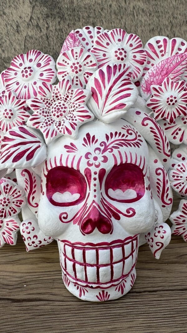 Sugar skull, Catrina, Day of the Dead Ornaments, Skull As Mexican Decoration, Human Skull Sculpture, Wall  Home Decor Handcrafted - Image 4
